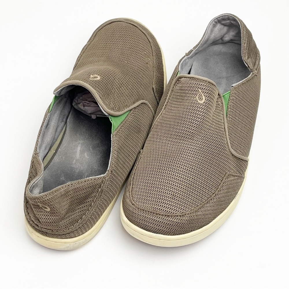 OLUKAI Tan Nohea Mesh Rubber Soles Slip On Shoes 11 Casual Neutral Outdoors